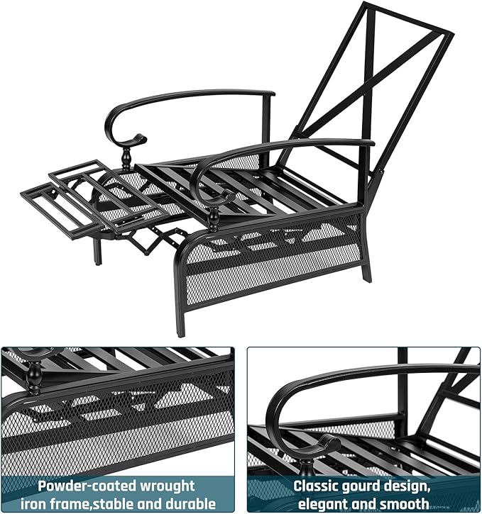 SUNCROWN Outdoor Recliner Chair Patio Adjustable Relaxing Chairs Outdoor Metal Furniture Chair with Thick - Photo 5