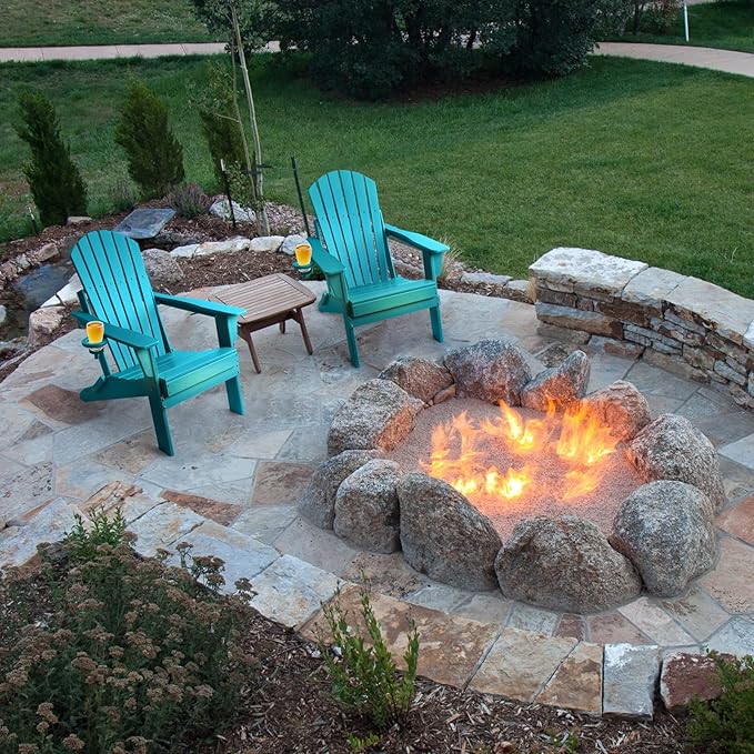 FUNBERRY Folding Adirondack Chair Set of 6, All Weather HDPE Fire Pit Chairs with Cup Holder for Outdoor - Photo 2