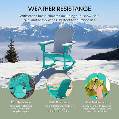 WestinTrends Malibu Outdoor/Patio Poly Adirondack Rocking Chair, Turquoise