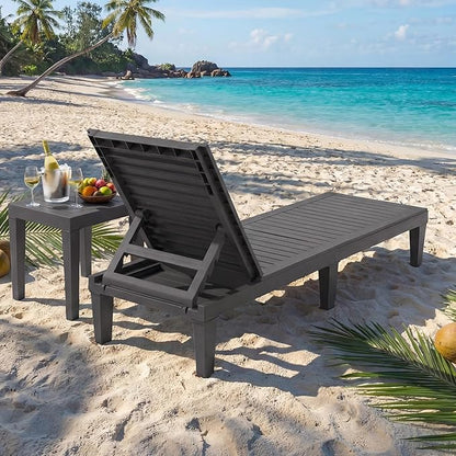 Giantex Lounge Chair, Outdoor Sun Tanning Chair with 5-Position Adjustable Backrest, Lightweight Design, Weather-Proof and Rust-Resistant, Pool Lounger for Patio, Beach, Balcony, Poolside (1, Gray)