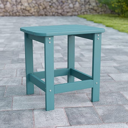 Flash Furniture Charlestown Tiered Commercial Poly Resin Adirondack Side Table - Sea Foam - All-Weather - Indoor/Outdoor