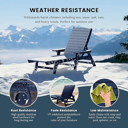 WO WESTIN OUTDOOR HDPE Laguna Poly Reclining Chaise Lounge, Navy Blue