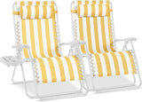 Best Choice Products Set of 2 Extra Wide Adjustable Steel Mesh Zero Gravity Lounge Chair Recliners w/Pillows and Cup - Photo 1