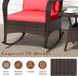 ORALNER 3 Pieces Patio Furniture Set, Outdoor Wicker Rocking Chairs with Cushions, Pillows, Glass Coffee Table - Photo 5