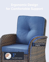 5 Pieces Outdoor Wicker Patio Furniture Set-High Back Outdoor Rocking Chairs Set of 2 with Ottoman Patio Conversation - Photo 5