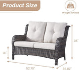 HUMMUH 4 Piece Patio Conversation Furniture Set PE Wicker Rattan Outdoor Loveseat Sofa, Patio Chairs - Photo 2
