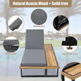 Outdoor Chaise Lounge Chair Set of 2, 5-Position Adjustable Lounge Chair Set with Side Table, Gray - Photo 5
