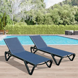 Domi Outdoor Lounge Chair Set of 2, Aluminum Patio Chaise Lounge with 5 Position Adjustable Backrest and Wheels - Photo 1