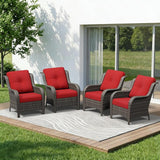 4 Piece Outdoor Wicker Patio Furniture Set, Patio Chairs Set of 4 with Thickened Olefin Cushions - Photo 1