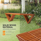 VINGLI Outdoor Wooden Bench, 63" All Weather Patio Bench Porch Bench - Photo 4
