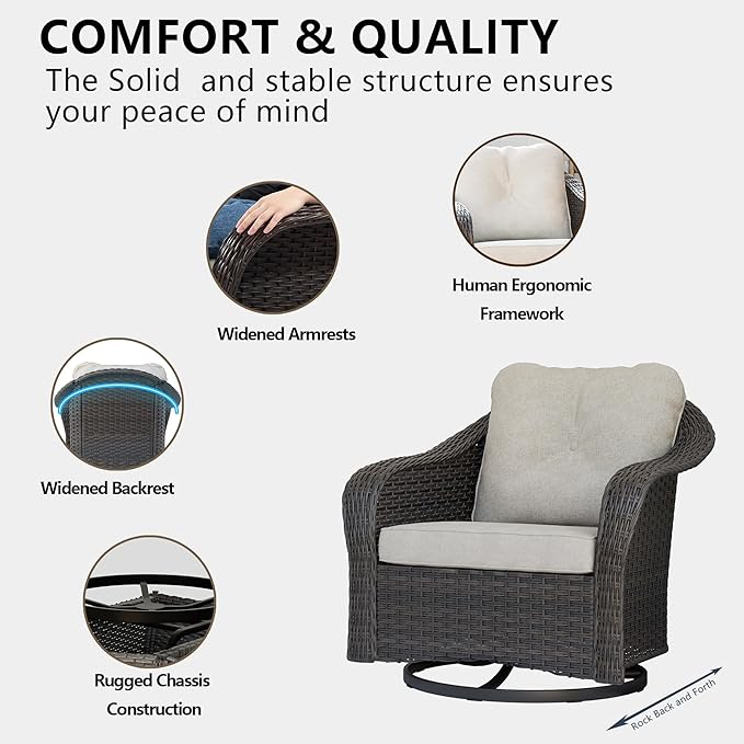 Wicker Swivel Rocking Chairs Set 2 - Photo 7