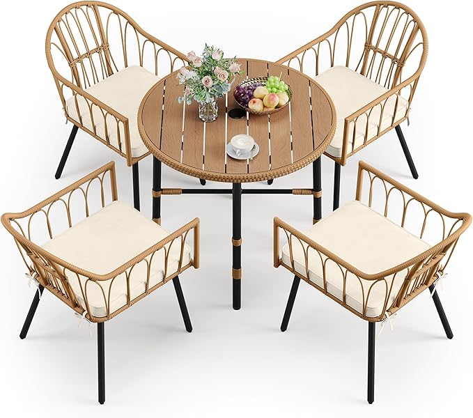 DWVO 5 Piece Patio Dining Sets, Outdoor Dining Furniture Set with 2" Umbrella Hole - Photo 7