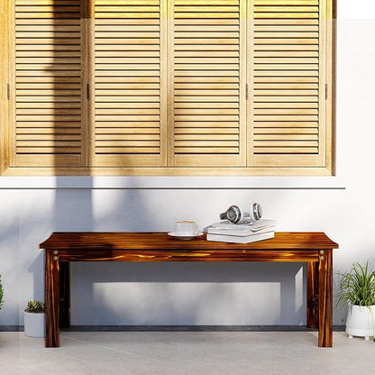 Outsunny 2-Seat Wood Garden Bench, Outdoor Patio Bench with Slatted Seat, Backless Front Porch Bench for Deck, Park, Poolside, Garden, Carbonized