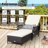 Tangkula Wicker Chaise Lounge Outdoor, Patio Rattan Reclining Chaise with 6-Gear Adjustable Backrest - Photo 4