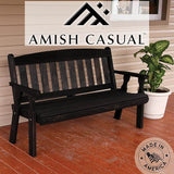 Amish Casual Outdoor Heavy Duty 800 LB Mission Pressure Treated Garden Bench(4 Foot, Semi-Solid Black Stain) - Photo 3