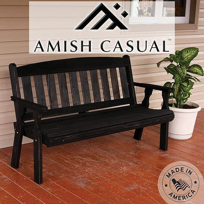 Amish Casual Outdoor Heavy Duty 800 LB Mission Pressure Treated Garden Bench(5 Foot, Semi-Solid Black Stain)