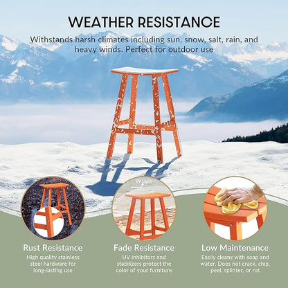 WestinTrends Malibu Malibu 29 Inch High Backless Seat Bar Stools (Set of 3), Orange