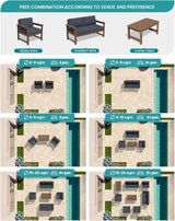 SERWALL HDPE Outdoor Loveseat with Cushions, All Weather Use Outdoor Loveseat Sofa, Brown Frame/Grey Cushion - Photo 5