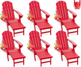 GREENVINES Adirondack-Chairs-with-Ottoman | Set of 6 | Folding | Retractable-Footrest | HDPE Plastic - Photo 1