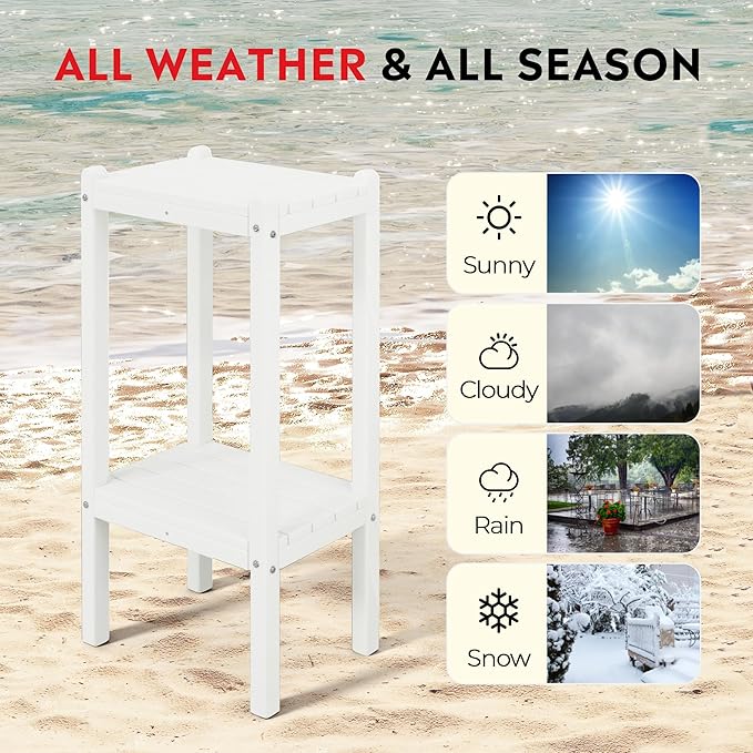 Costaelm Outdoor Side Table, 2-Tier Small Patio Coffee Tables for Outside, Outdoor End Tables for Patio - Photo 4