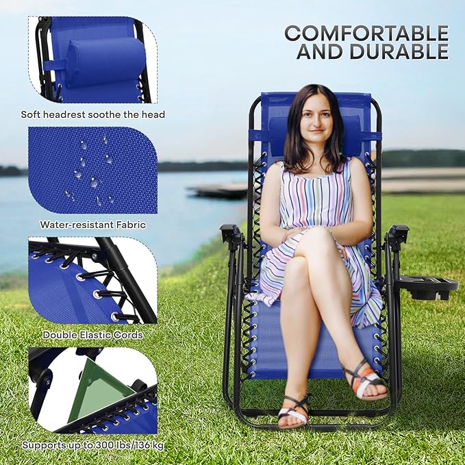 Athena Collection Zero Gravity Chair, Folding Lounge Chair, Reclining Camping Chair - Photo 7