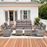Luxury High Back Patio Furniture Set with 6-Inch Thick Cushions, 7-Pieces Outdoor Furniture with Swivel Chairs - Photo 1