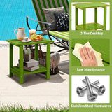 Adirondack Outdoor Side Table with Wood-Like Grain, 16.6" Small Patio End Table - Photo 4