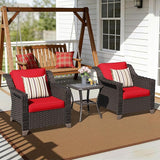 3 Pieces Patio Conversation Furniture Set - 2 Armchairs, 1 Side Table - Photo 1