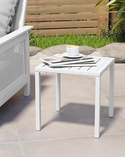 Crestlive Products Aluminum Outdoor Side Table Set of 2, Pool Lounge Chair Side Table, Weather Resistant Small Square Coffee End Table for Patio, Yard, Garden, Porch, Deck, Outdoor