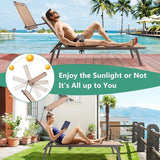 Giantex Outdoor Chaise Lounge Chair with Sunshade, 6 Adjustable Position, Sturdy Metal Frame, Cup Holder - Photo 5