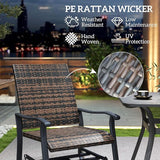 Outsunny Patio Glider Chair Set of 2, Wicker Rattan Outdoor Swivel Chair with Steel Frame, High Back, Armrests - Photo 5