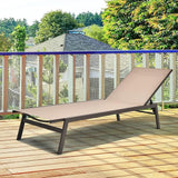 COSTWAY Patio Lounge Chair Outdoor, 6-Position Backrest Adjustable Pool Lounger, Metal Frame & Breathable Fabric - Photo 5