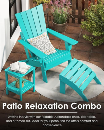 GREENVINES Folding-Adirondack-Chairs-Set-of-6 | HDPE Plastic | Arch Series | Fire Pit Chair | All Weather | for Outdoor Patio Deck Backyard Poolside | Aqua
