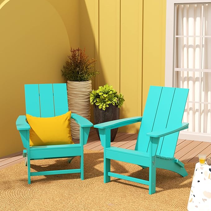 WestinTrends Ashore Modern Outdoor Folding Adirondack Chair (Set of 2), Turquoise