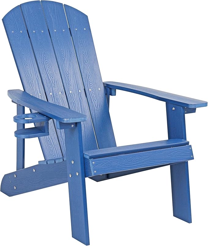 Outdoor Adirondack Chair, Weather-Resistant HIPS Patio Lounge Chair, 1Pcs Fixed Seating for Porch, Garden, Deck, Backyard