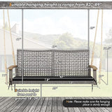 RELAX4LIFE 2-Seater Outdoor Porch Swing - Patio PE Rattan Hanging Swing Bench with Seat Cushion and Strong Hanging Ropes - Photo 5