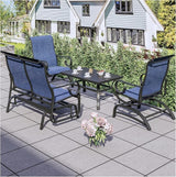 PatioFestival 2 Pcs Patio Glider Bench Set - Outdoor Loveseat Glider Chair with Metal Coffee Table, Textilene Fabric - Photo 7