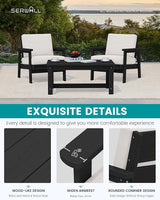 SERWALL HDPE Outdoor Couch, Black Frame and Khaki Cushion - Photo 4