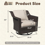 Outdoor Furniture Swivel Chair, Patio Glider Wicker Rocker Seating with Cushions for Porch Deck Balcony (Beige) - Photo 2