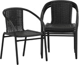 EMMA + OLIVER Set of 4 Modern Rattan Indoor/Outdoor Stack Chairs - Photo 3