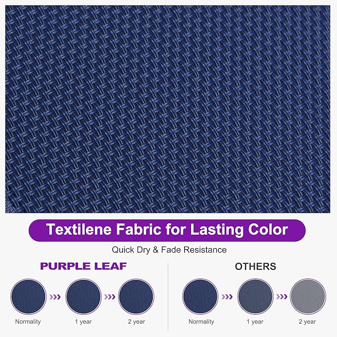 PURPLE LEAF Outdoor Chaise Lounge Set of 2 Plastic Pool Lounge Chair with Aluminum Frame Stackable Patio Tanning Chairs for Poolside Sunbathing Beach Deck Yard, Navy Blue