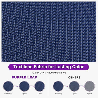 PURPLE LEAF Outdoor Chaise Lounge Set of 2 Plastic Pool Lounge Chair with Aluminum Frame Stackable Patio Tanning Chairs for Poolside Sunbathing Beach Deck Yard, Navy Blue