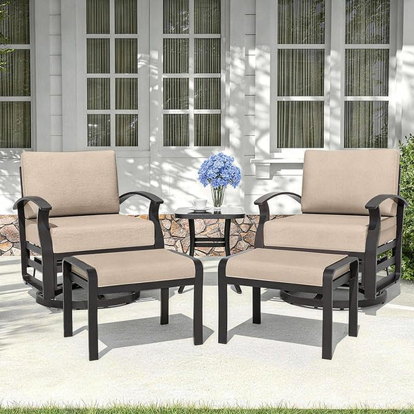 Kurapika 5 Pieces Patio Furniture Set, Outdoor Aluminum Swivel Gliders Rocker - Photo 1