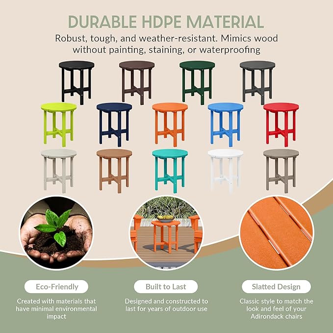 WestinTrends Dylan Adirondack Round Outdoor Side Table, Orange