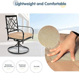 SUNCROWN Outdoor Dining Swivel Chairs Set of 2, Metal Frame Patio Chair Rocker with Brown Cushion for Garden, Bistro - Photo 6