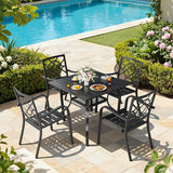 Incbruce Patio Dining Table, 37" x 37" Square Table Metal Steel Slat Table with 1.57" Umbrella Hole, for Backyards - Photo 7