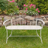 Zaer Ltd. Vintage Style Metal Patio Furniture with Heart Design Accents, Outdoor/Indoor Decor (Distressed White - Photo 3