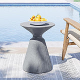 SUNBURY Outdoor Mushroom Side Table, Modern Concrete End Table, Round Accent Table w Marble Top for Plant Stand, Balcony - Photo 8