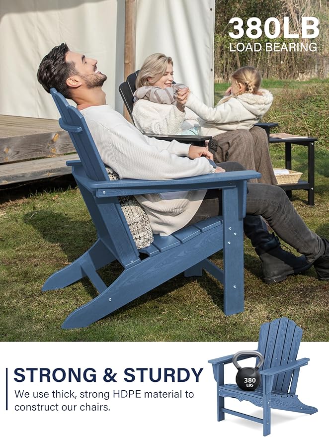 KINGYES HDPE Adirondack Chair, Classic All-Weather Adirondack Chairs Set of 2 - Photo 7