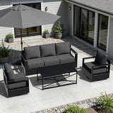 Outdoor Aluminum Furniture Set, 4-Piece Patio Conversation Set, 2 Swivel Chairs, 1 Sofa and 1 Table - Photo 1